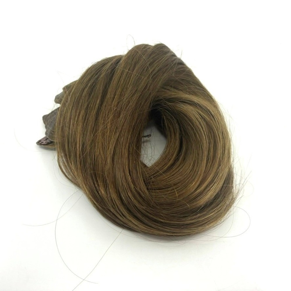 Glam Seamless Invisi-Clip Hair Extensions 22" #8 Honey Brown 160g New